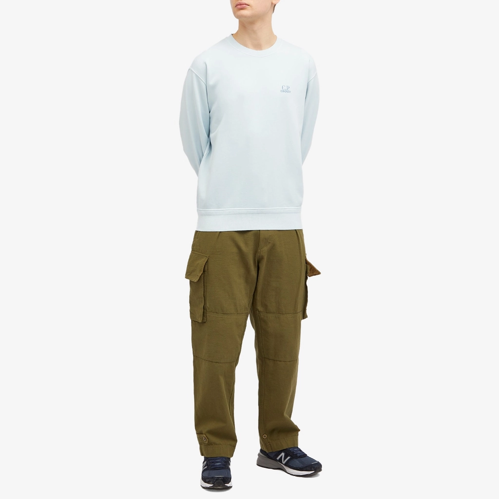 CP Company Men's Cotton Diagonal Fleece Logo Sweatshirt Starlight Blue